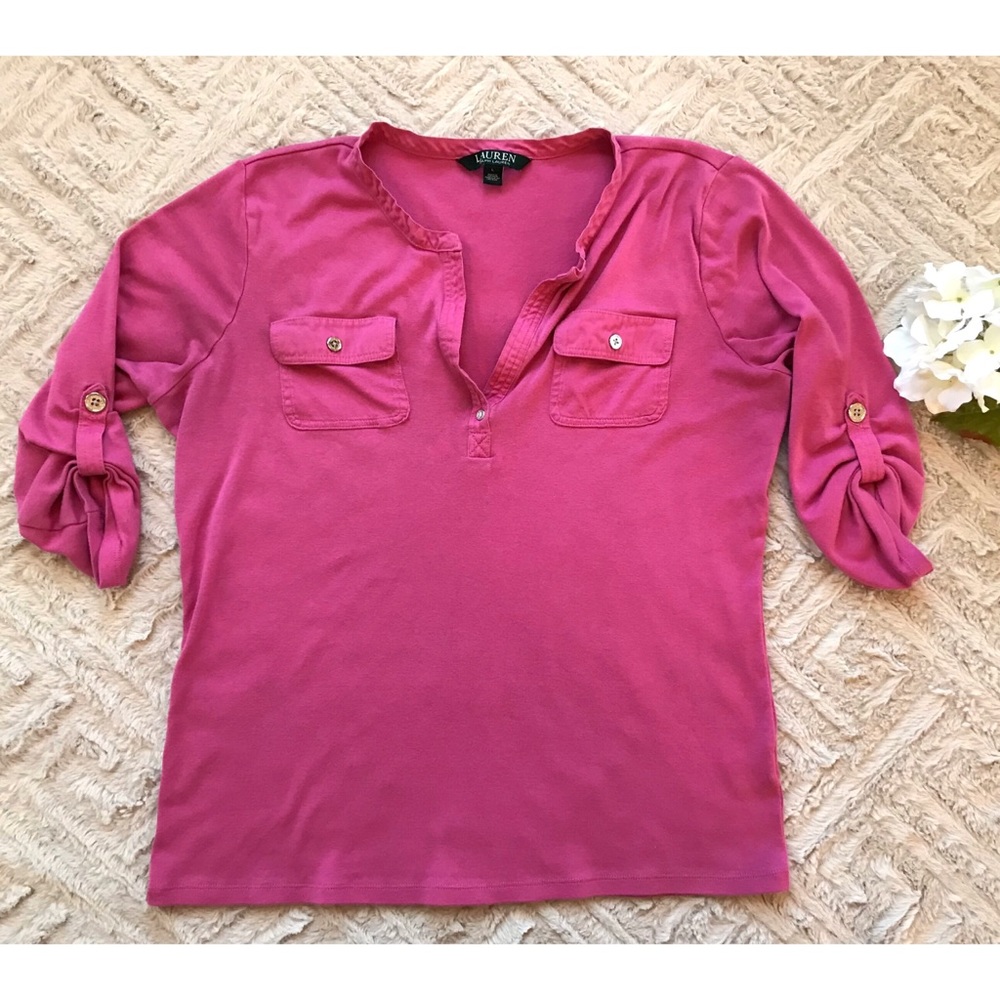 Ralph Lauren Pink V Neck Top